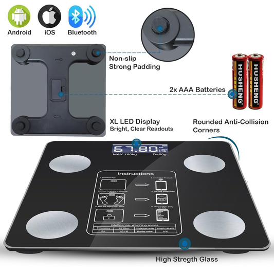 Báscula Digital Inteligente Bluetooth – Controla tu Peso y Salud desde el Celular